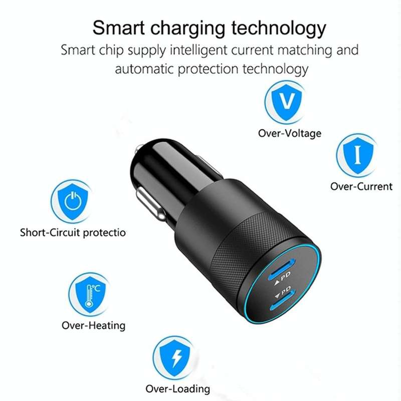 PD 40W Dual PD3.0 Type-C Car Charger(Black)