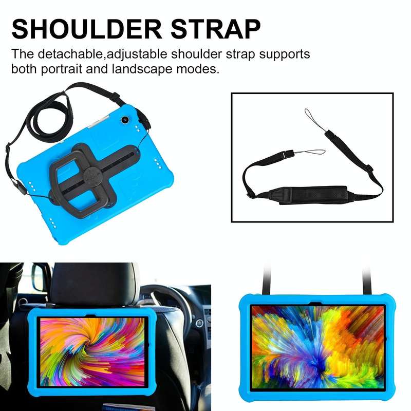 For Samsung Galaxy Tab A9+ Shield 360 Rotation Handle EVA Shockproof PC Tablet Case(Blue Black)