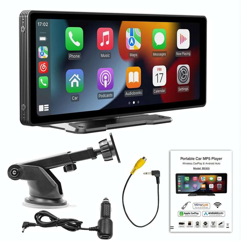 B5303 10.26 inch Portable Car MP5 Player Support CarPlay / Android Auto(Black)