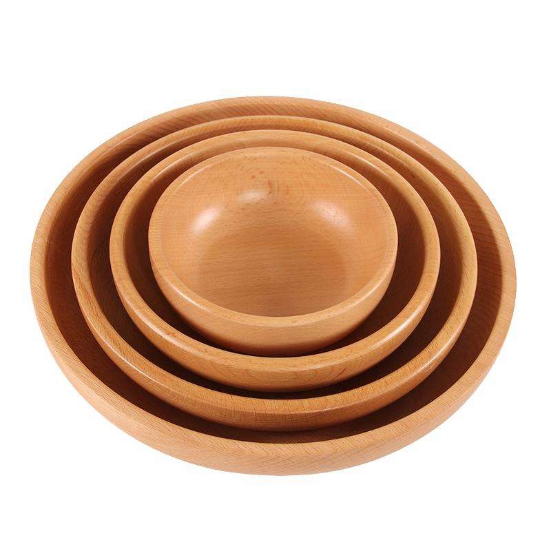 Round Fruit Plate Salad Bowl Thick Wood Dried Fruit Plate Fruit Sushi Plate, Specification: 15cm