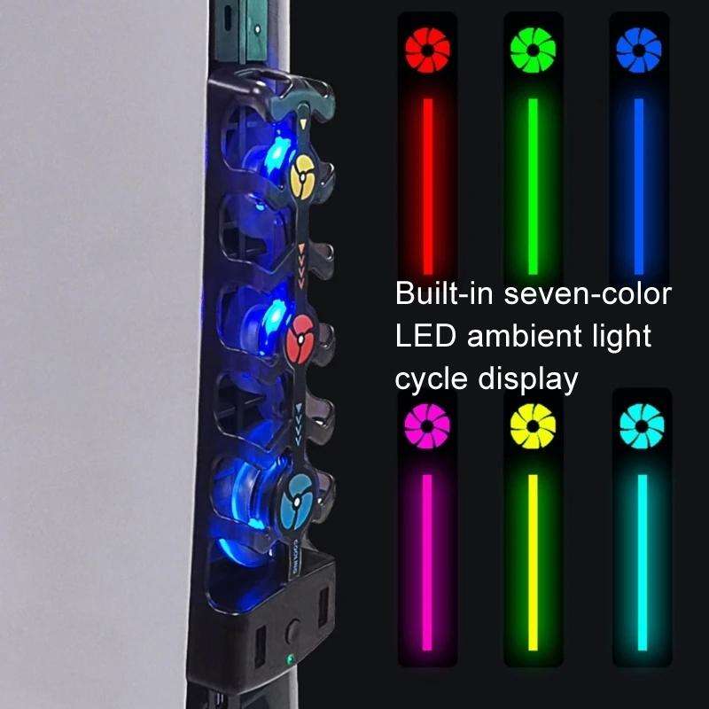 HHC-P5032 For PS5 Host Cooling Fan Hollow Cooling Heat Sink Multi-Color LED Light Three-Speed Coo...