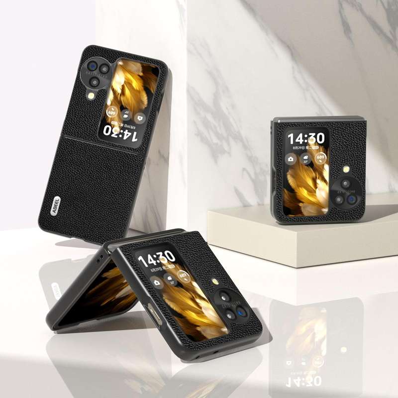 For OPPO Find N3 Flip ABEEL Black Edge Genuine Mino Phone Case(Black)