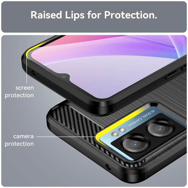 For OPPO A77 4G Brushed Texture Carbon Fiber Shockproof TPU Phone Case(Black)
