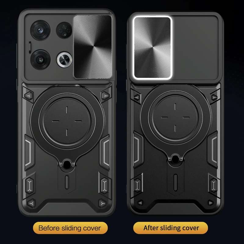 For OPPO Reno8 Pro 5G CD Texture Sliding Camshield Magnetic Holder Phone Case(Silver)