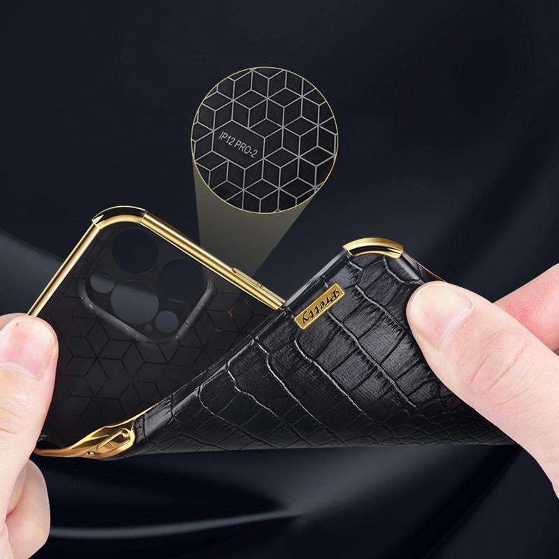 For Samsung Galaxy A53 6D Electroplating Crocodile Texture Phone Case With Holder(Black)