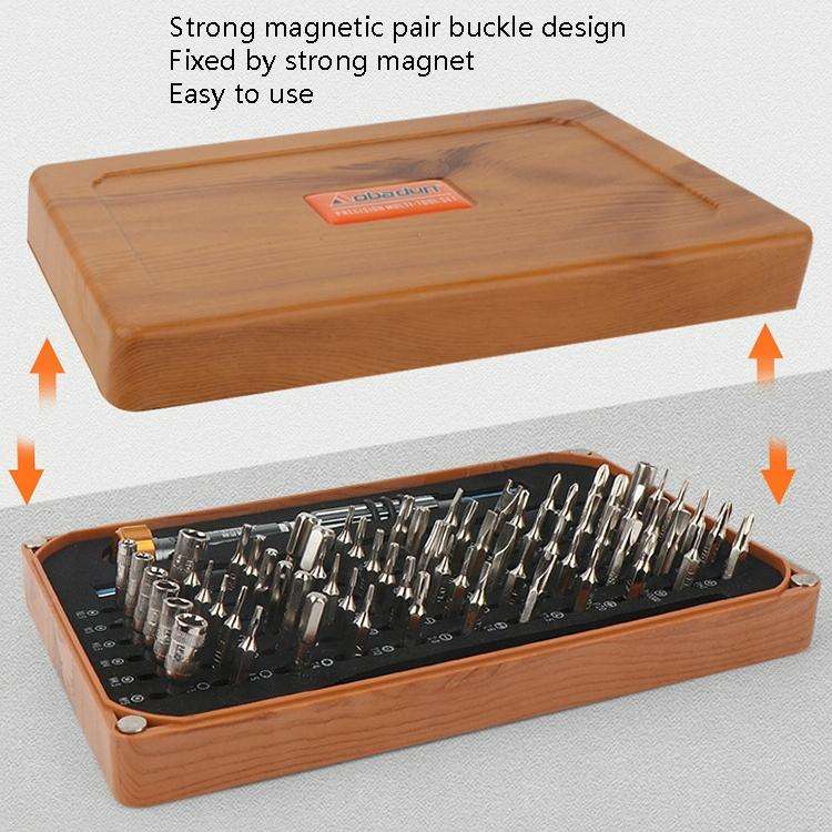 Obadun 9801 68 In 1 Screwdriver Set Manual Batch Glasses Screwdriver Hardware Repair Tool(Wood Gr...