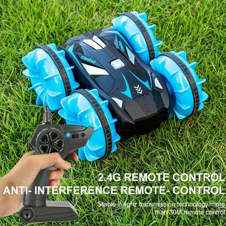 2.4G RC Stunt Car Land Water Double Side Amphibious Elves Simulate Remote Control Vehicle Toy (Gr...