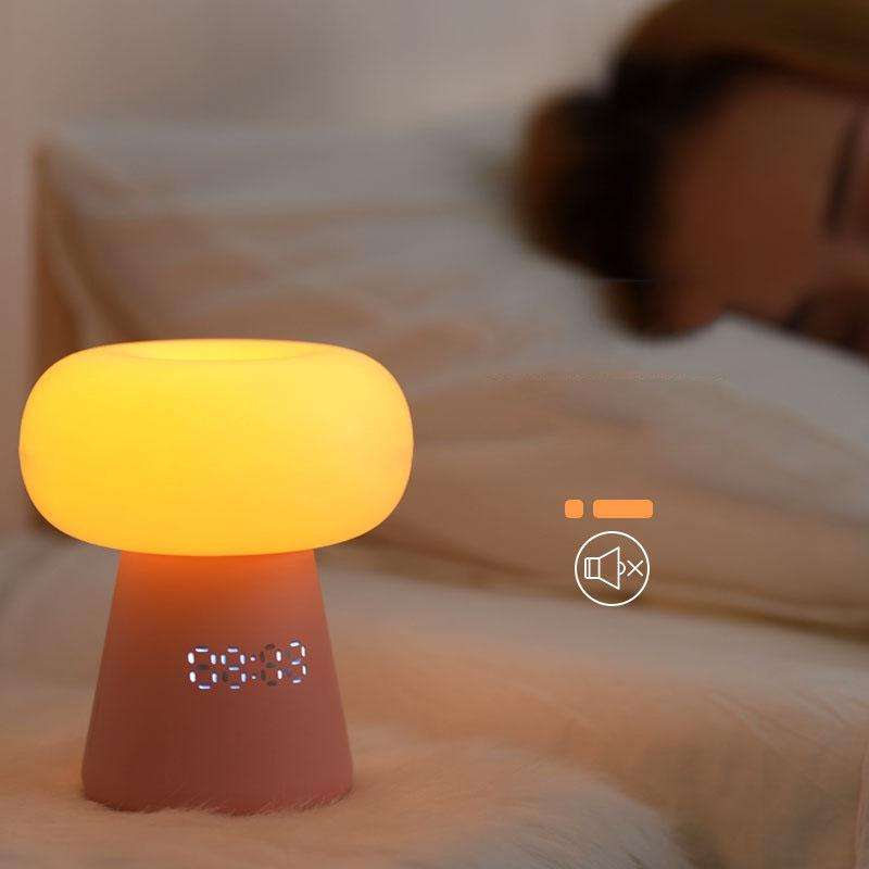 XYD-055 Cloud Mushroom USB Clock Night Light Sleep Timer Remote Control Bedside Lamp, Light color...