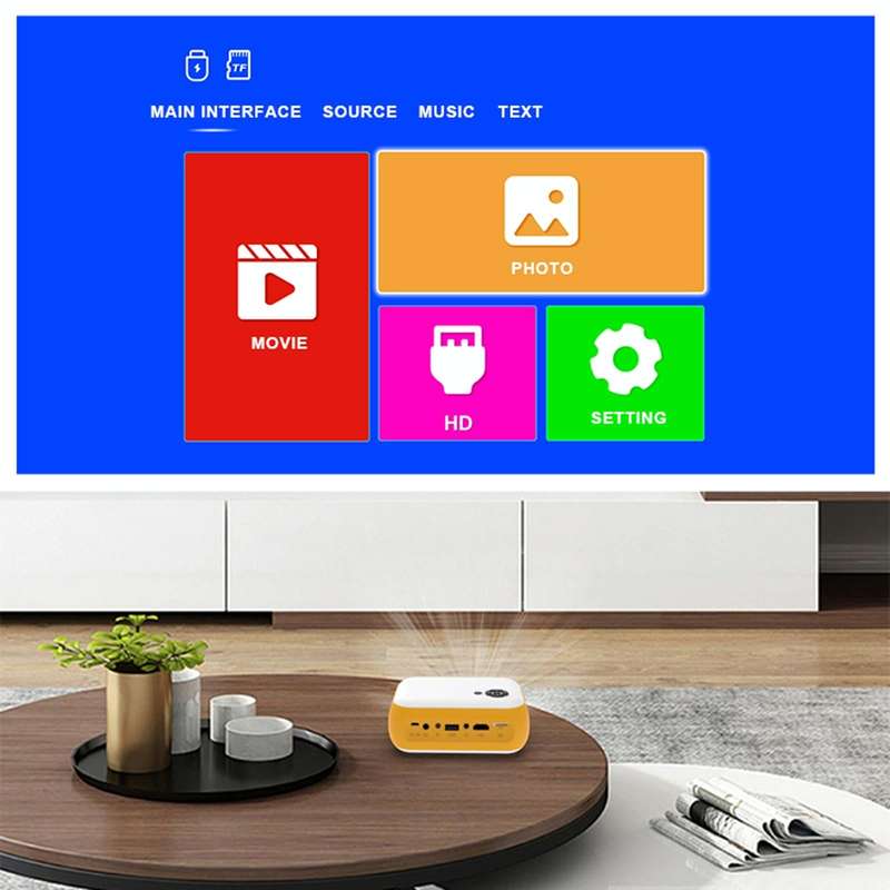 A10 480x360 Pixel Projector Support 1080P Projector ,Style: Same-screen White Yellow (UK Plug)