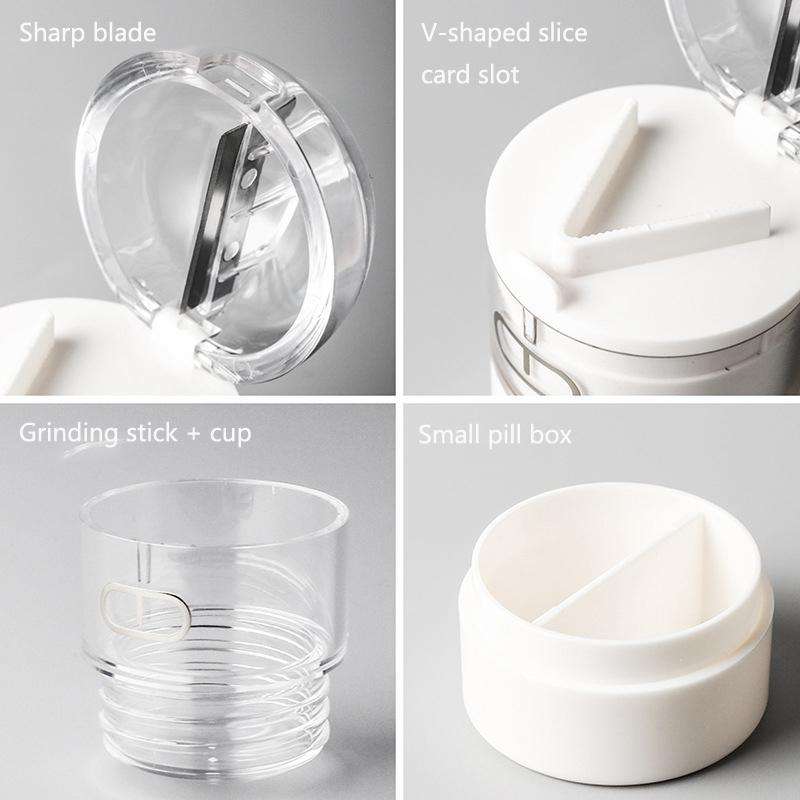 S0466 Medicine Cutter Tablet Grinding Cutter Medicine Dispensing Transparent Portable Storage Box...