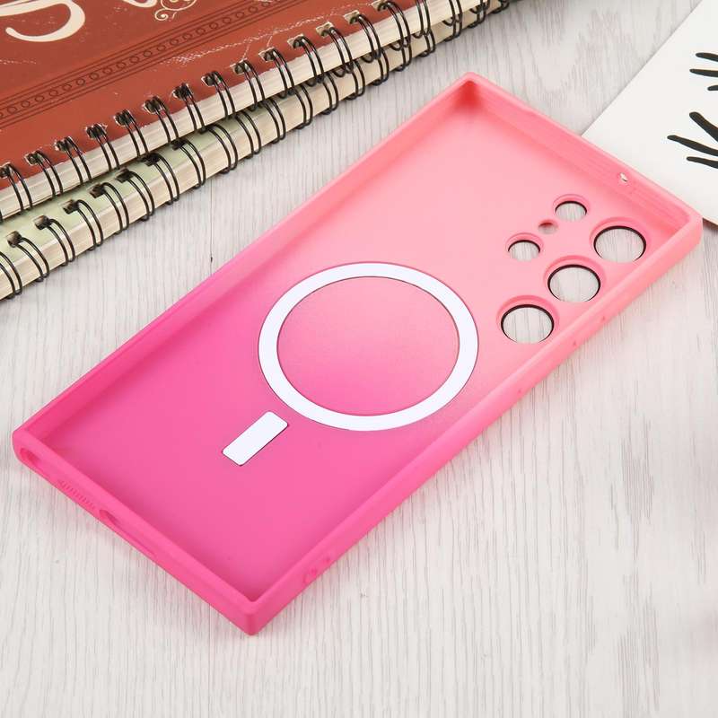 For Samsung Galaxy S23 Ultra 5G Liquid TPU Silicone Gradient MagSafe Phone Case(Pink Red)