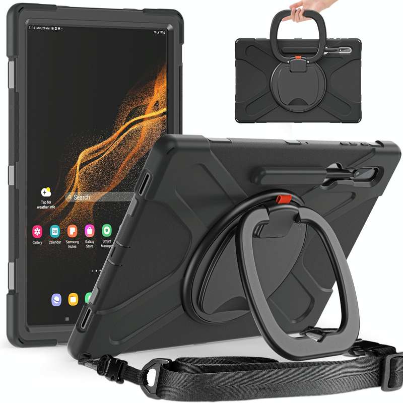 For Samsung Galaxy Tab S8 Ultra X900 Silicone + PC Tablet Protective Case(Black)
