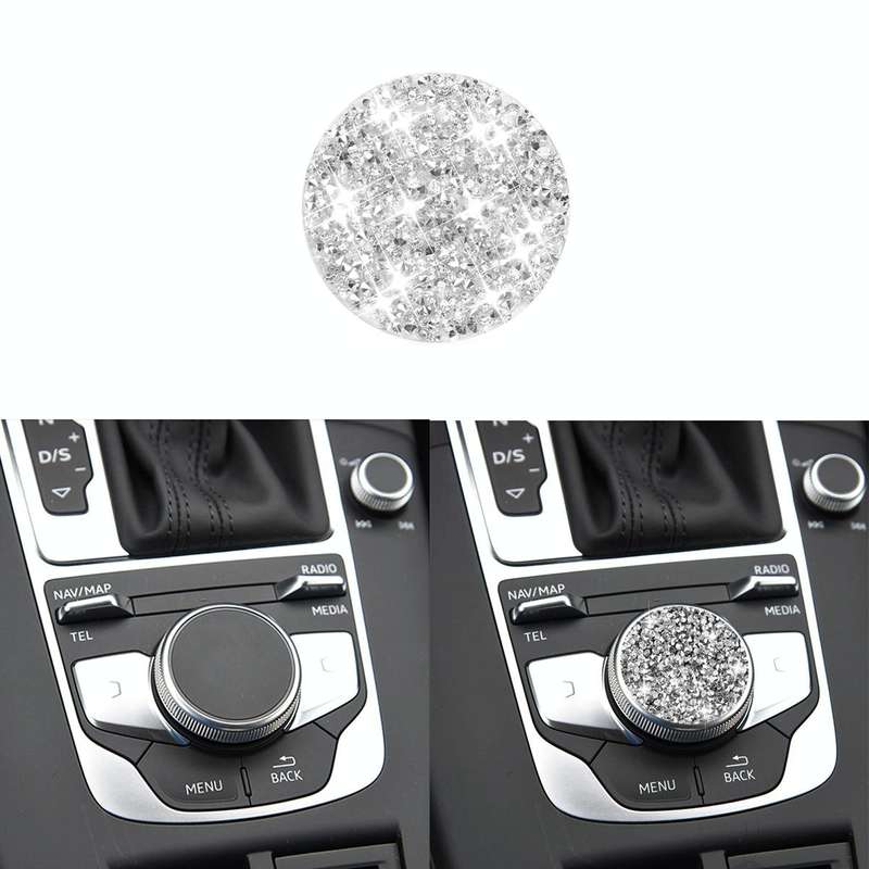 For Audi A3 / A4L 2014-2019 Car Central Control Knob Diamond Decoration Sticker, Left and Right D...