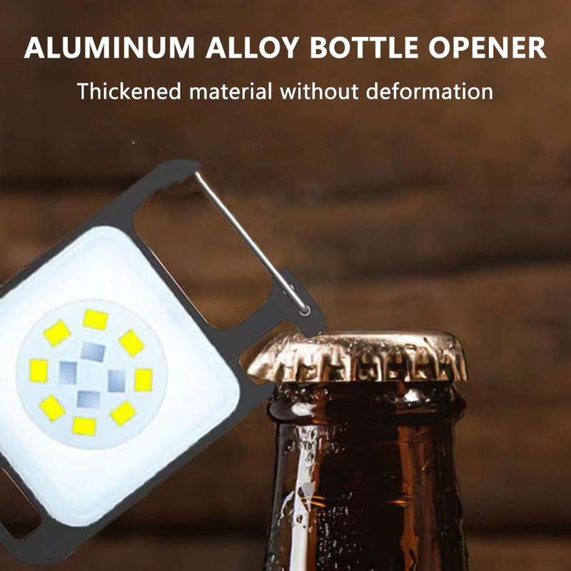 Key Chain Light Magnetic Suction Work Light Rechargeable Flashlight For Outdoor Camping(White)