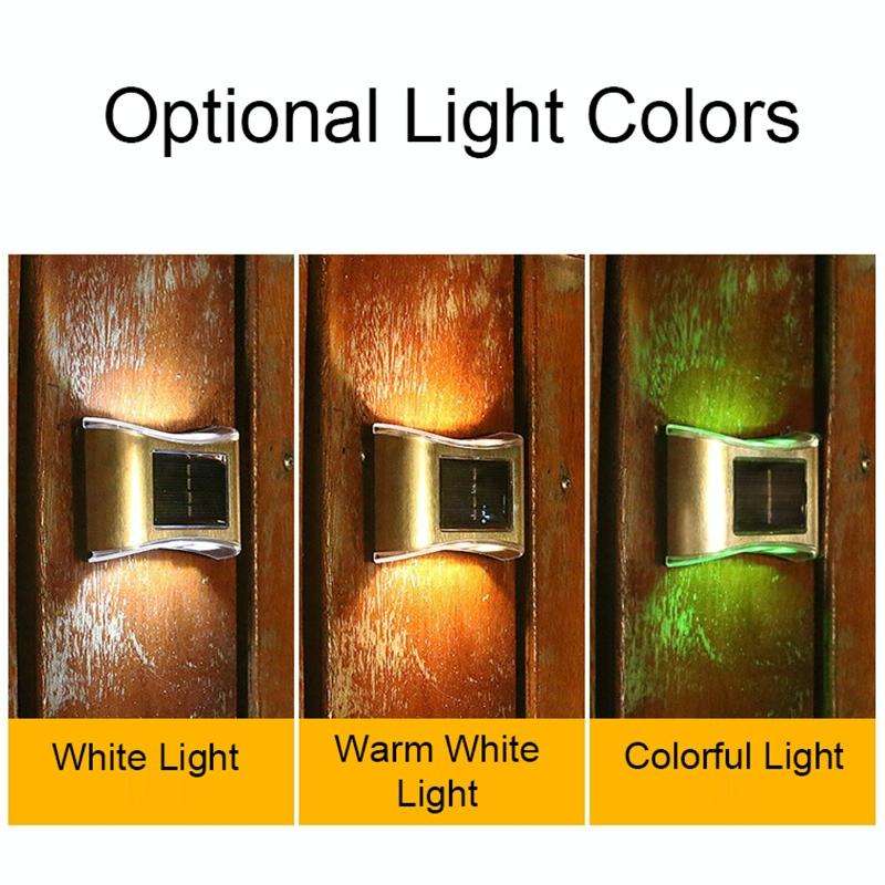 6 LED Solar Outdoor Garden Stainless Steel Wall Lamp(Color Light)