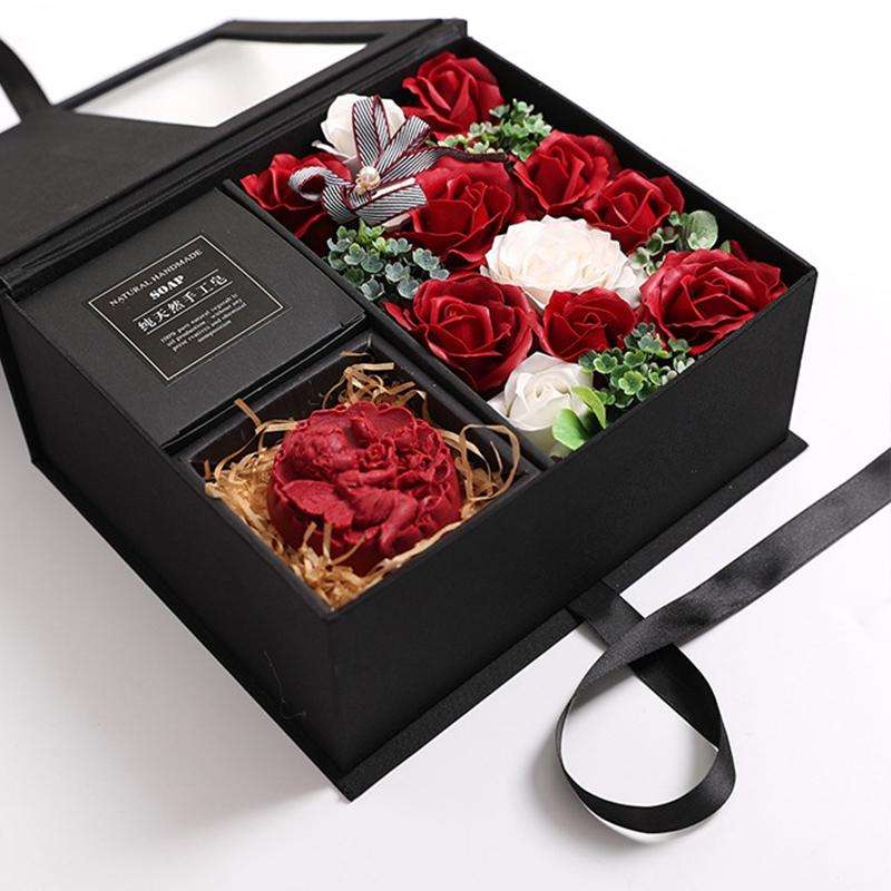 Creative Valentine Day Gift Soap Flower Rose Gift Box Souvenir (Red)