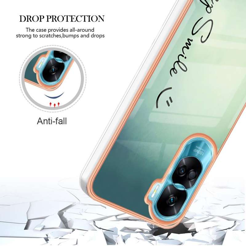 For Honor 90 Lite 5G Electroplating Marble Dual-side IMD Phone Case(Smile)