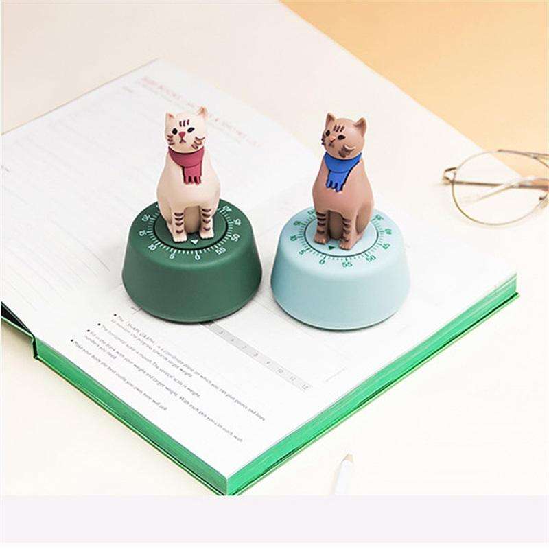 Cartoon Cat Shape Countdown Timer Student Learning Time Manager Kitchen Timer Mechanical Reminder...