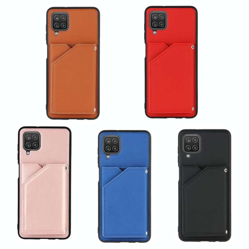 For Samsung Galaxy A12 Skin Feel PU + TPU + PC Back Cover Shockproof Case with Card Slots & Holde...