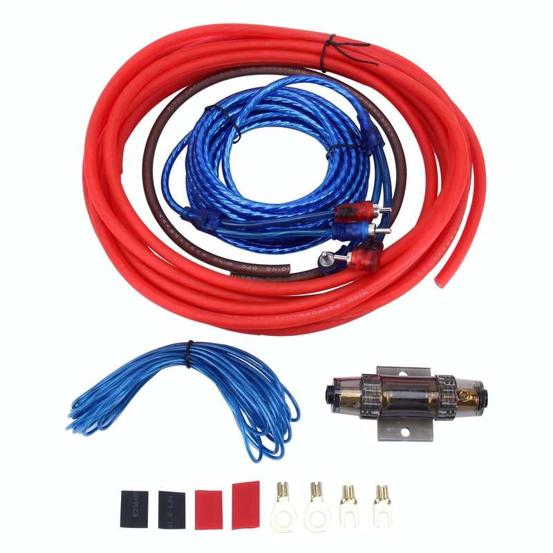 1200W 10GA Car Copper Clad Aluminum Power Subwoofer Amplifier Audio Wire Cable Kit with 60Amp Fus...