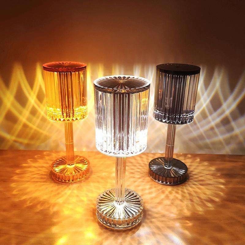 USB Charging Touch Diamond Crystal Table Lamp, Specification: USB Charging(RGB with Remote Contro...