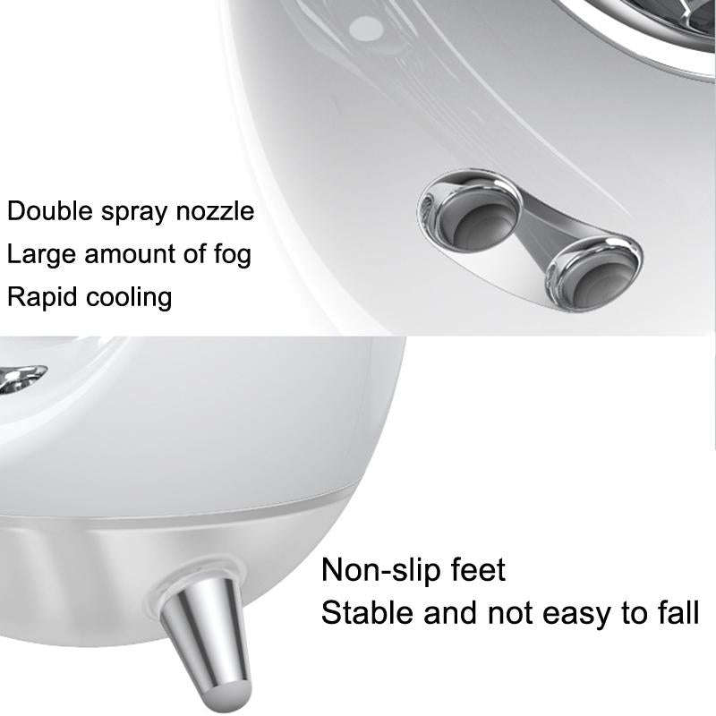 USB Quiet Double Spray Water Cold Fan Portable Desktop Fan(White+Silver)