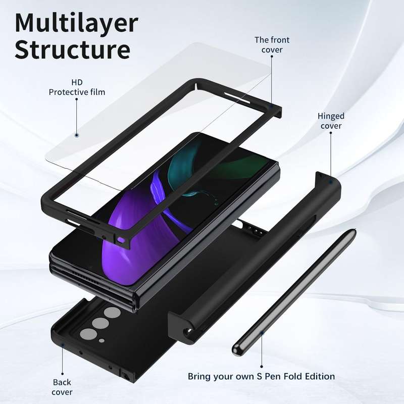 For Samsung Galaxy Z Fold2 5G Macaron Hinge Phone Case with Stylus Pen Fold Edition & Protective ...