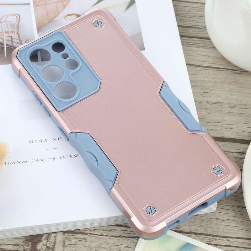 For Samsung Galaxy S21 Ultra 5G Non-slip Armor Phone Case(Rose Gold)