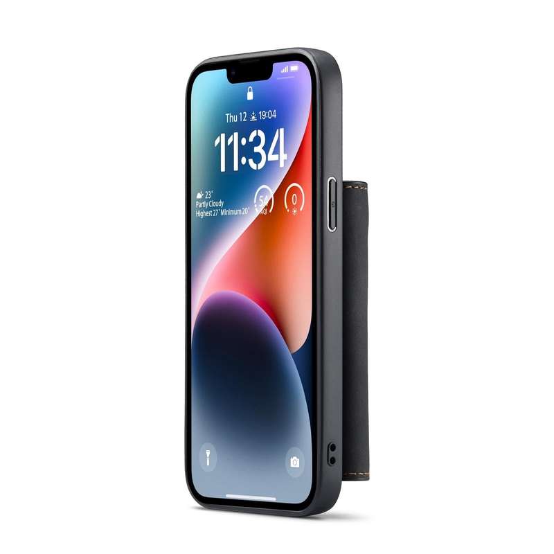 For iPhone 14 Plus DG.MING M1 Series 3-Fold Multi Card Wallet Leather Case(Black)