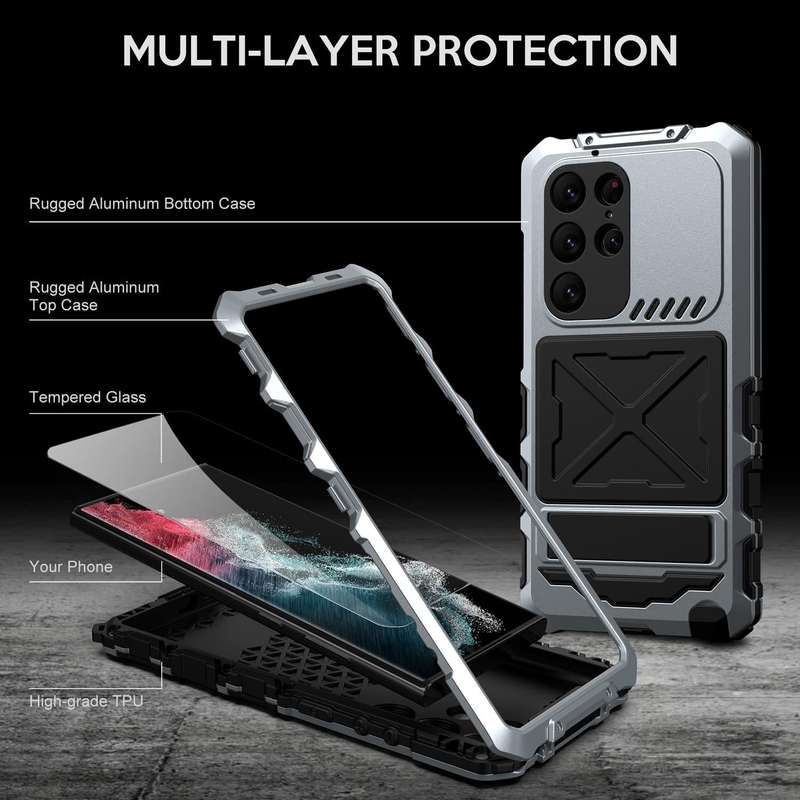 For Samsung Galaxy S23 Ultra 5G R-JUST Life Waterproof Dustproof Shockproof Phone Case(Silver)