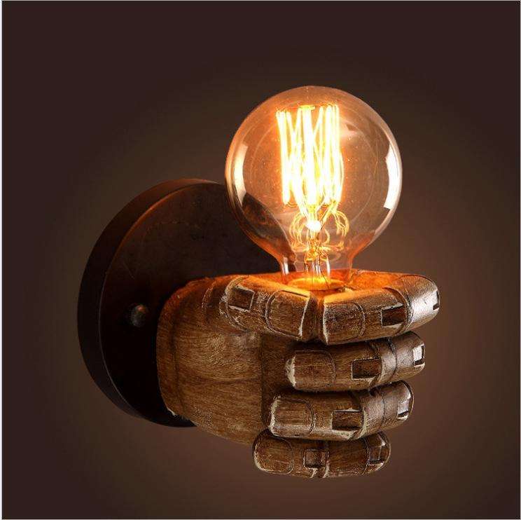 Creative Personality Fist Wall Lamp Bedroom Bedside Restaurant Cafe Resin Decorative Antique Lamp...