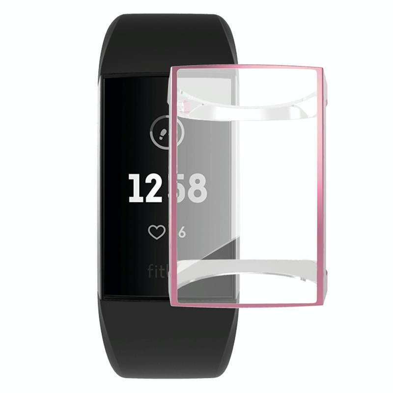 For Fitbit Charge 3 / 4 Full Coverage Plating TPU Watch Case(Pink)