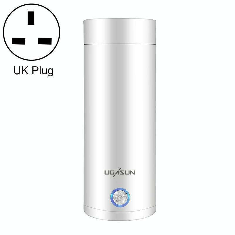UGASUN Travel Portable Mini Electric Heated Water Cup, Color: UK Plug (White)