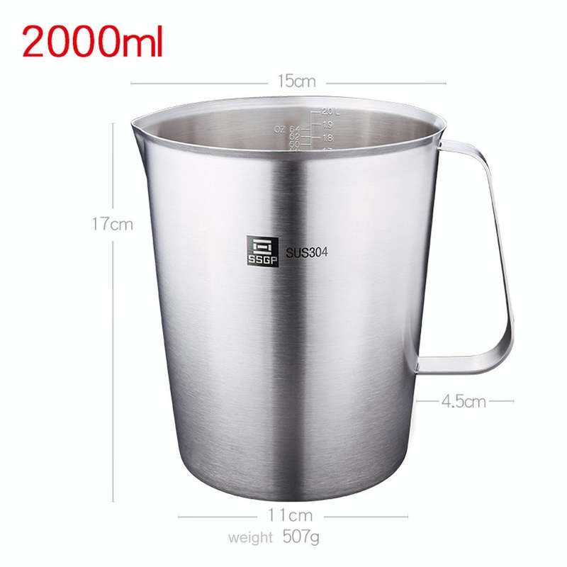 SSGP Kitchen Cooking Tool Stainless Steel Graduated Measuring Cups, Size: 17*15cm, 2000ml