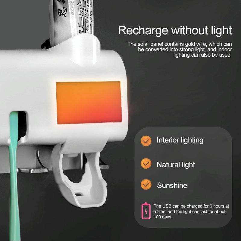 Ultraviolet Toothbrush Sterilizer Bathroom Wall-mounted Toothbrush Holder (Black)