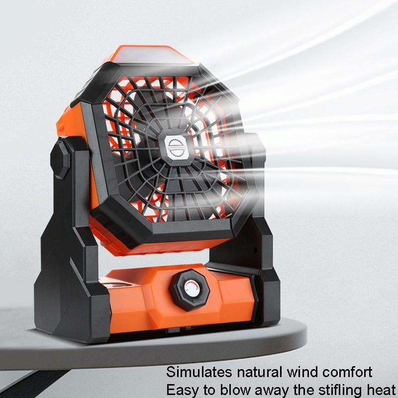 Outdoor Infinitely Variable Speed Portable Large Wind Charging Camping Lighting Fan(Black Green)