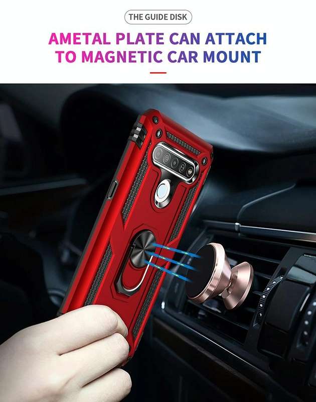 For LG K61 Shockproof TPU + PC Protective Case with 360 Degree Rotating Holder(Black)