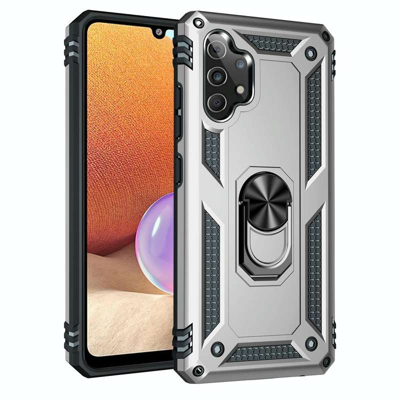 For Samsung Galaxy A53 / A53s Armor Shockproof Phone Case with Ring Holder(Silver)