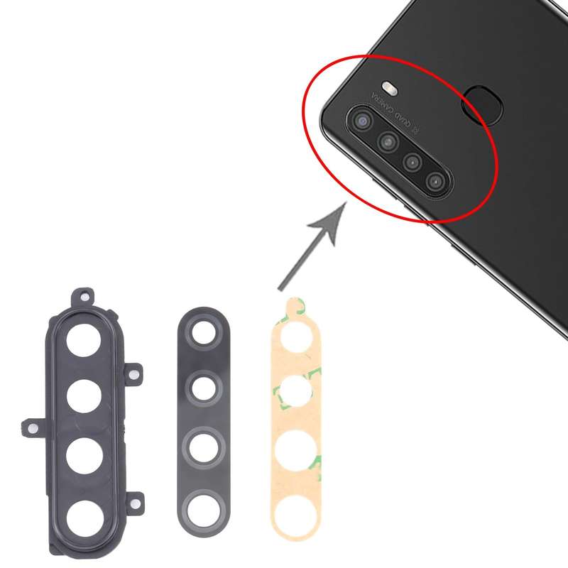 For Samsung Galaxy A21 SM-A215 10pcs Camera Lens Cover (Black)