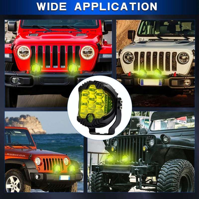 11W 12000lm 6000K 3 inch Car Three-sided Flash Work Light(Yellow Light)