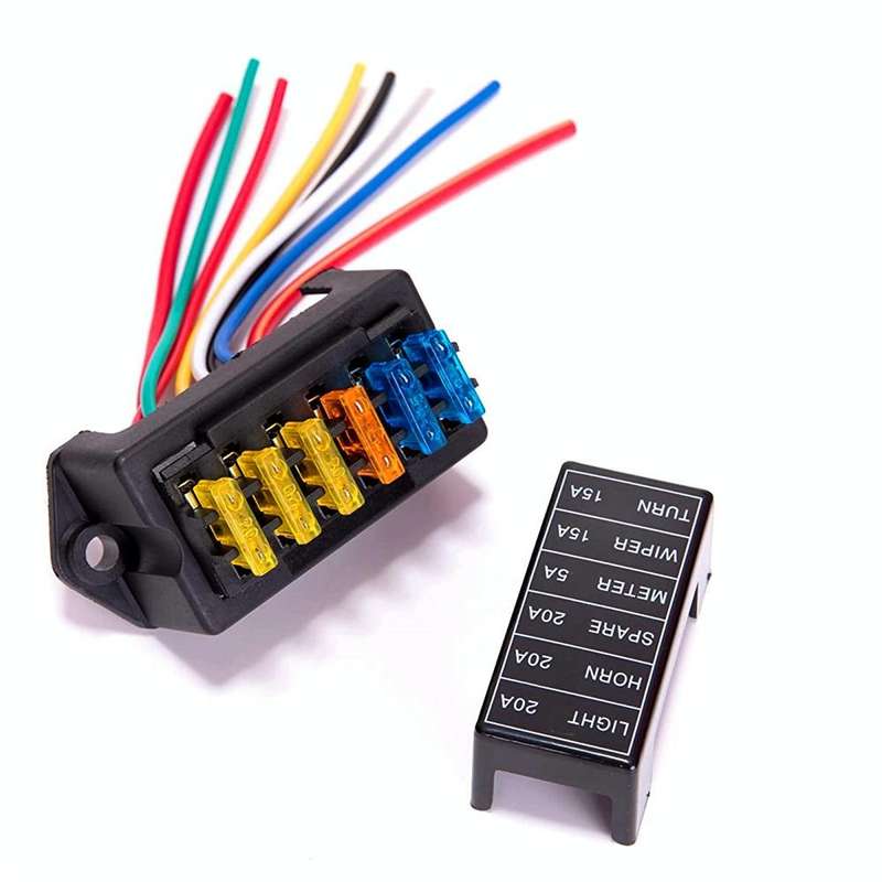 6 Ways 2 In 6 Out Fuse Box Fuse Panel Holder with Fuse