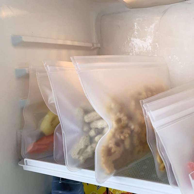 10 in 1 Translucent Frosted PEVA Food Preservation Bag Refrigerator Food Storage Bag Self-Sealing...