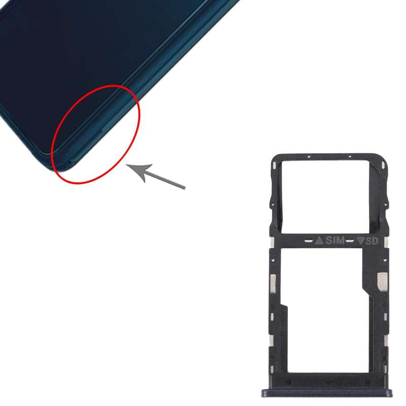 For TCL 20 R 5G Original SIM Card Tray + Micro SD Card Tray(Black)
