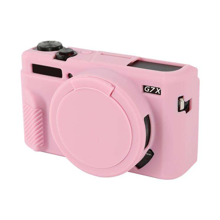 For Canon PowerShot G7 X Mark II / G7X2 Soft Silicone Protective Case with Lens Cover(Pink)