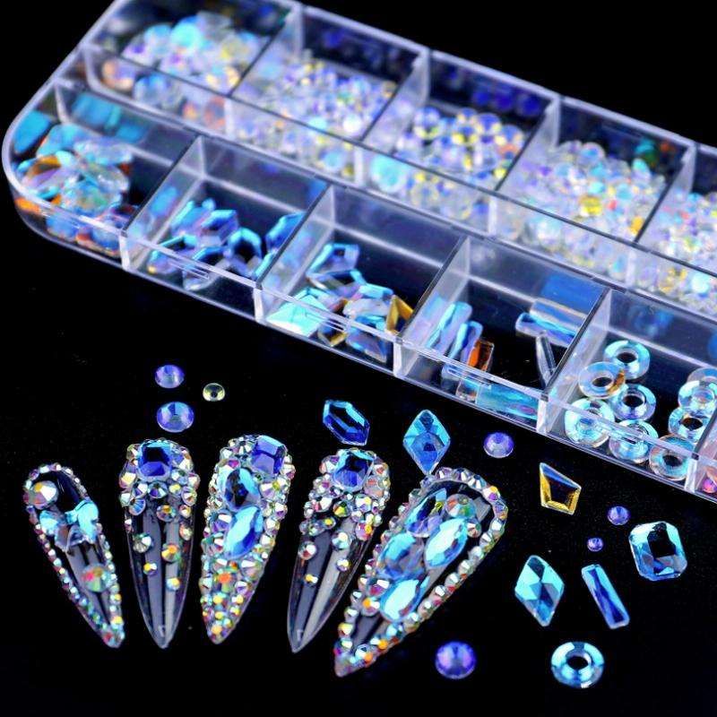 12 Grid Flat Bottom Shaped Nail Rhinestones Nail Decoration, Specification: 21