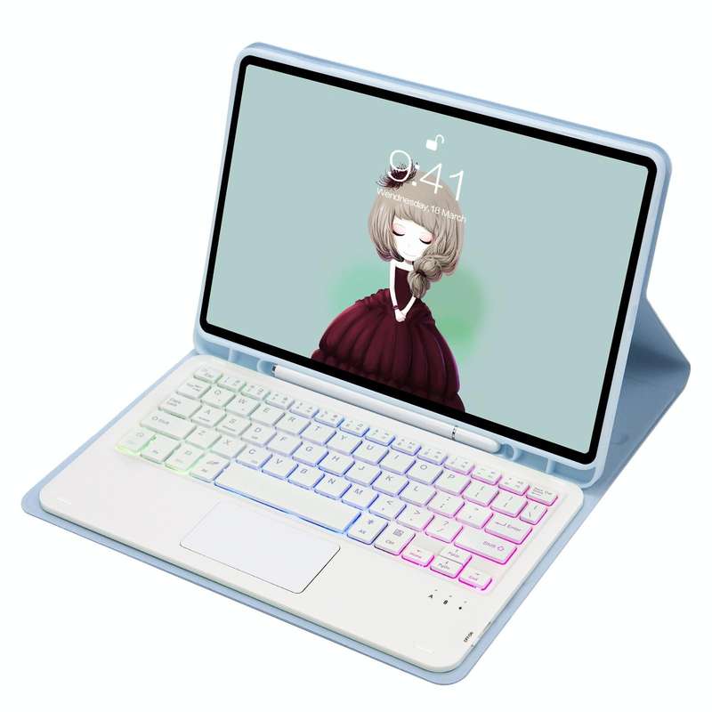 For Samsung Galaxy Tab S8 / S7 A700B-AS Candy Color Backlight Bluetooth Keyboard Leather Tablet C...