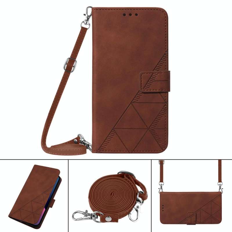 For OPPO A54 / A74 / A93 5G Crossbody 3D Embossed Flip Leather Phone Case(Brown)