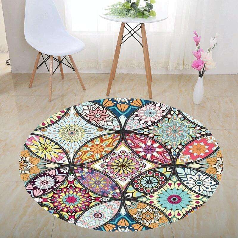 3D Illusion Stereo Vision Carpet Living Room Floor Mat, Size: 60x60cm(Round F)