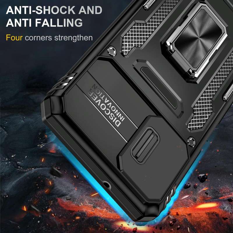 For Samsung Galaxy A12 5G/4G / M12 / F12 Armor PC + TPU Camera Shield Phone Case(Black)