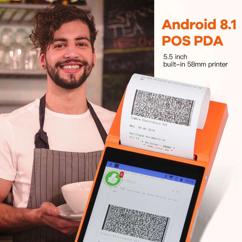 SGT-SP01 5.5 inch HD Screen Handheld POS Receipt Printer, Suit Version, US Plug(Orange)